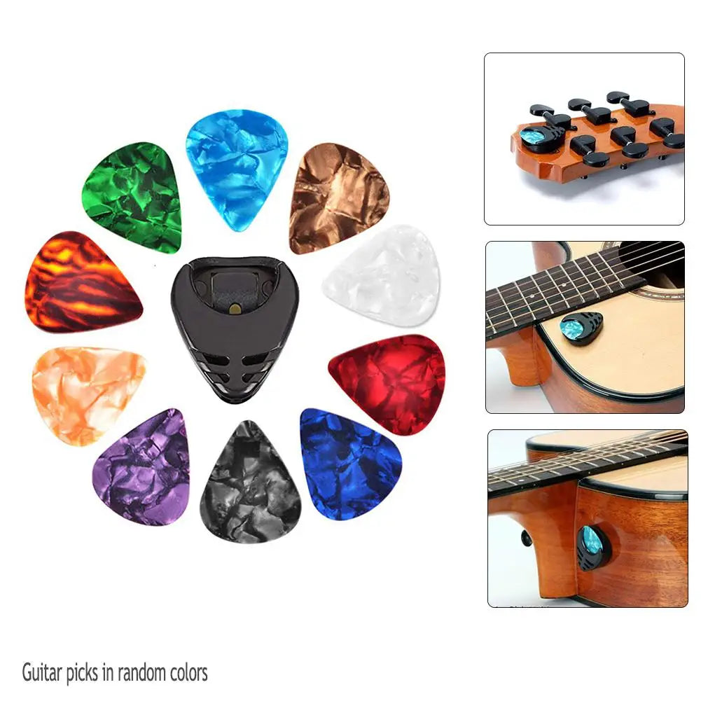10 Pcs Guitar Picks & Guitar Pick Holder Set