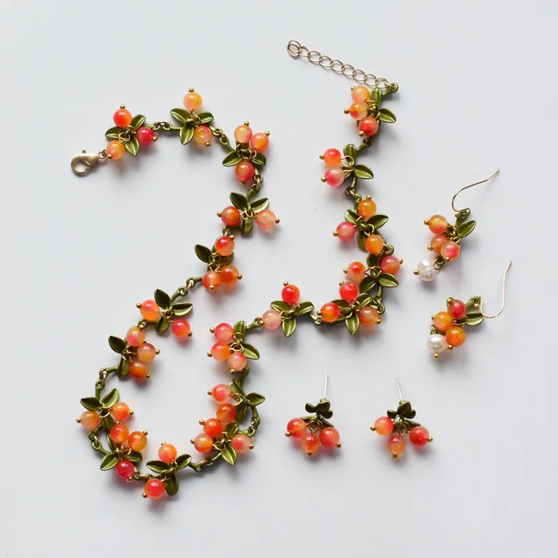 Vintage Berry and Leaves Necklaces